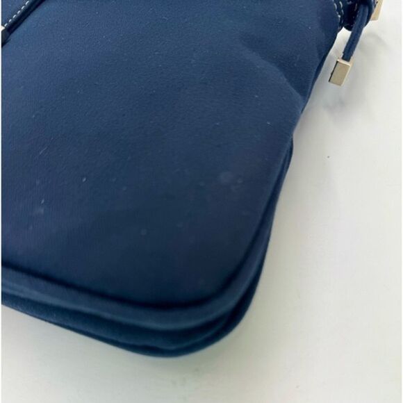 Fendi Mama Double Flap Navy Blue Canvas Limited Edition Baguette Preloved Purse - Picture 11 of 16